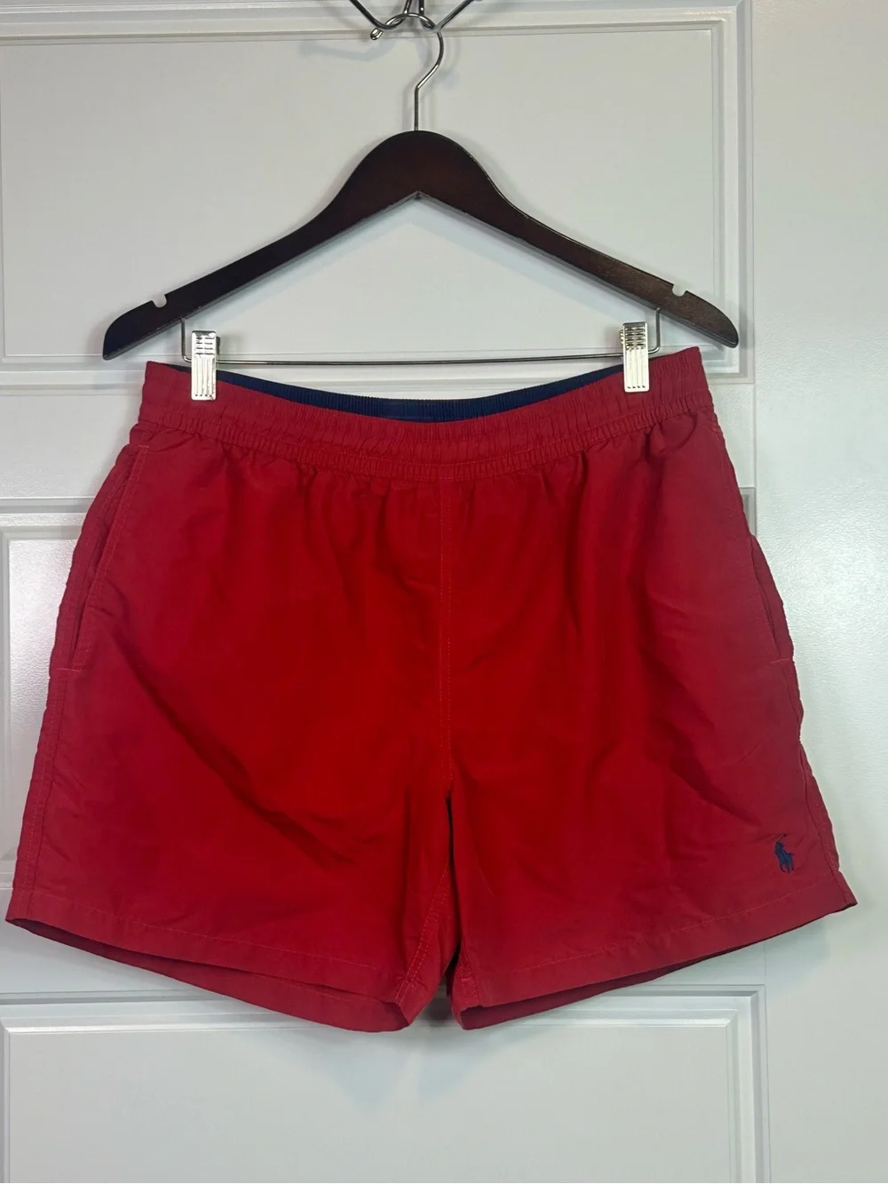 Polo Ralph Lauren Mens Classic Red Embroidered Logo Lined Swim Trunks Size L